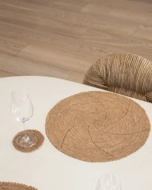 akroa-round-placemat-handmade-sustainable-raffia-7 Akora Placemat