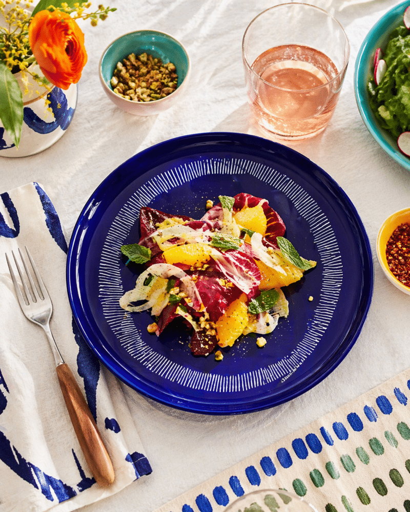 Ottolenghi Lapiz Lazuli Dinner Plate WIth Salad