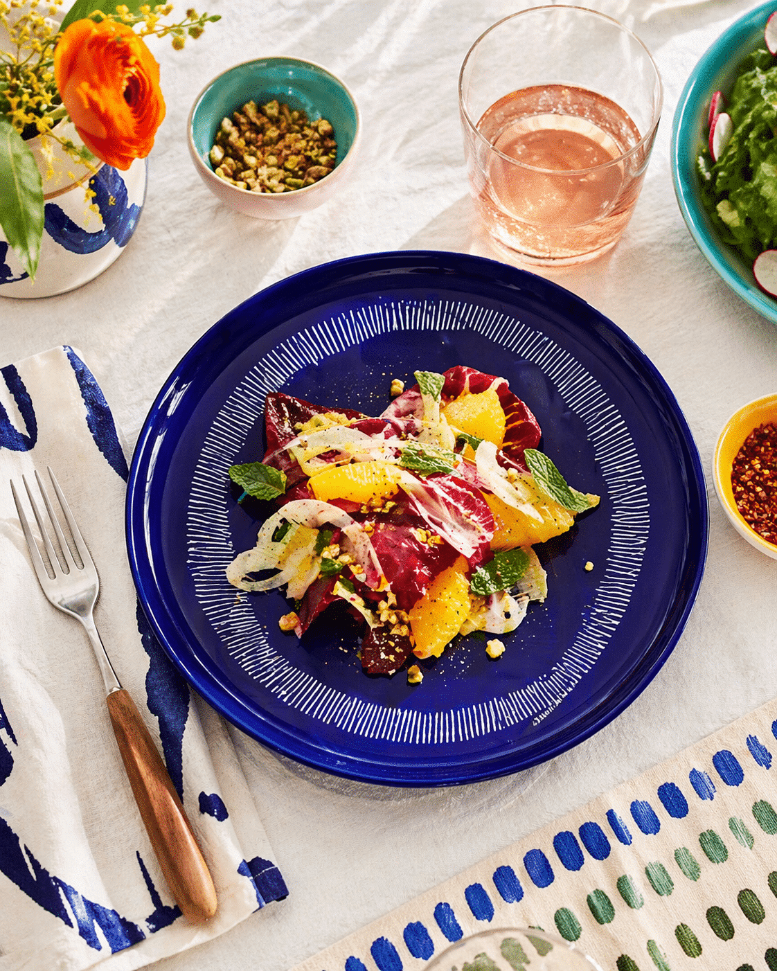 Ottolenghi Lapiz Lazuli Dinner Plate WIth Salad