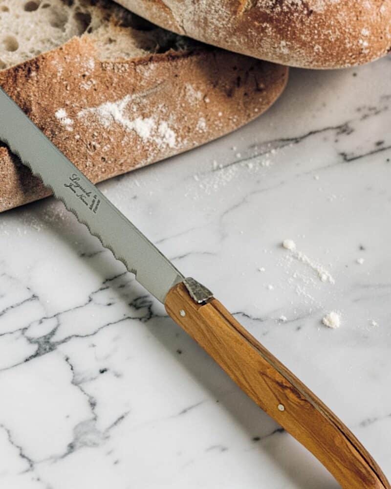 Laguiole Bread Knife Slicing Sourdough