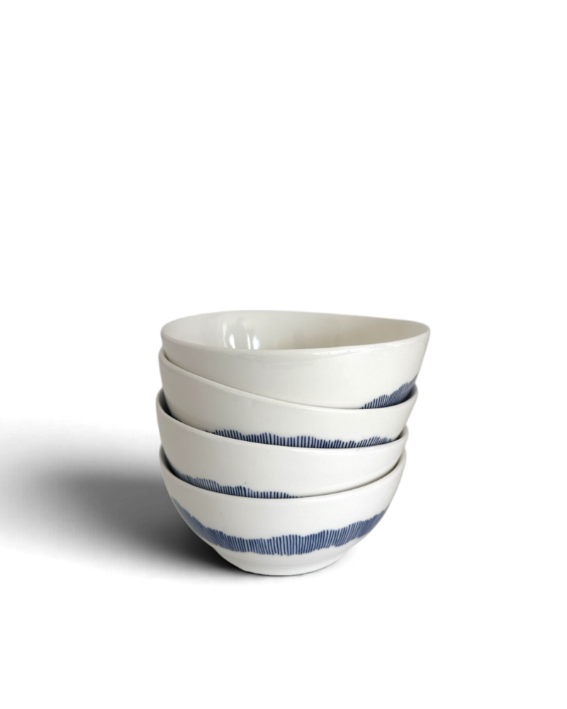 Ottolenghi FEAST Bowls - White with Blue Stripes (Set of 4)