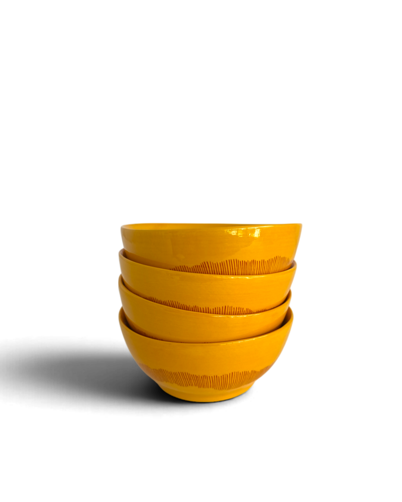 Ottolenghi by Serax Bowls - Yellow with Red Stripes Set of 4 Ottolenghi FEAST Bowls - Yellow with Red Stripes (Set of 4)