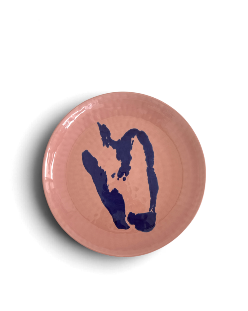 Ottolenghi by Serax Feast Serving Bowl - Delicious Pink Pepper Pink shallow serving bowl with blue pepper design by Ottolenghi for Serax