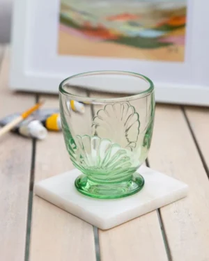 La Rochere Belle-ile tumbler in green on coaster