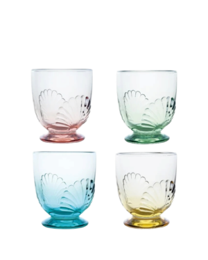 Set of four La Rochère Belle-Île glass tumblers in assorted colours.