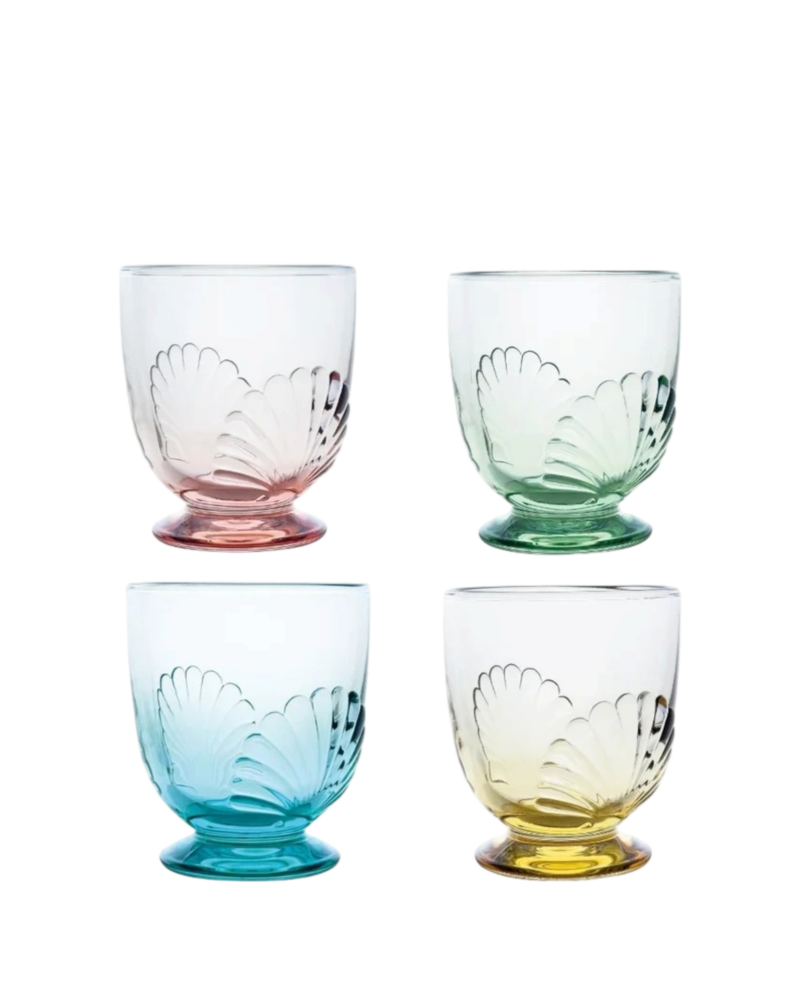 Set of four La Rochère Belle-Île glass tumblers in assorted colours.