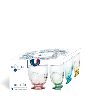 Set of four La Rochère Belle-Île glass tumblers in assorted colours gift boxed